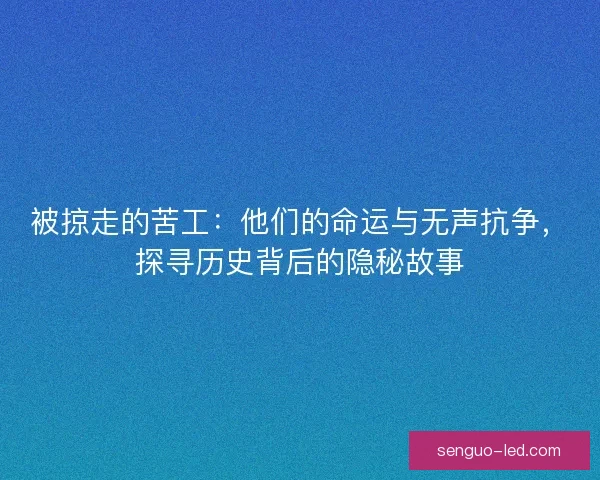 被掠走的苦工：他们的命运与无声抗争，探寻历史背后的隐秘故事